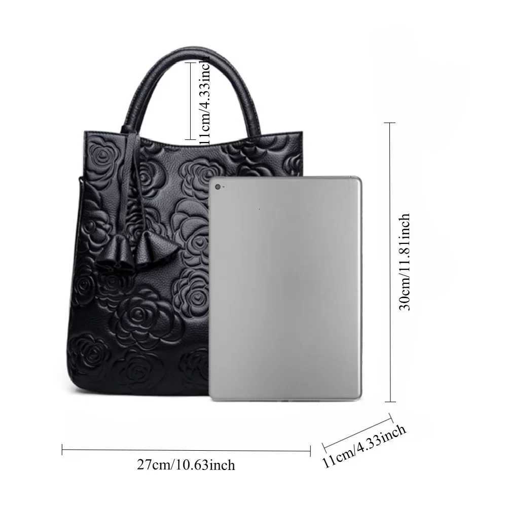 Ladies fashionable and elegant camellia tote bag with large capacity and multiple compartments vintage shoulder bag Z250911