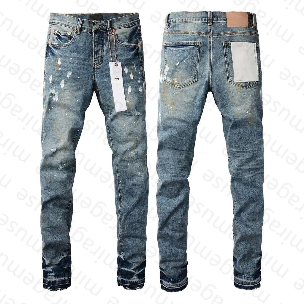 Designer pruple Jeans For Mens jeans letters Designer Pants Denim Trousers Mens purples brands jeans High Quality Straight Retro Ripped Biker Motorcycle Jean