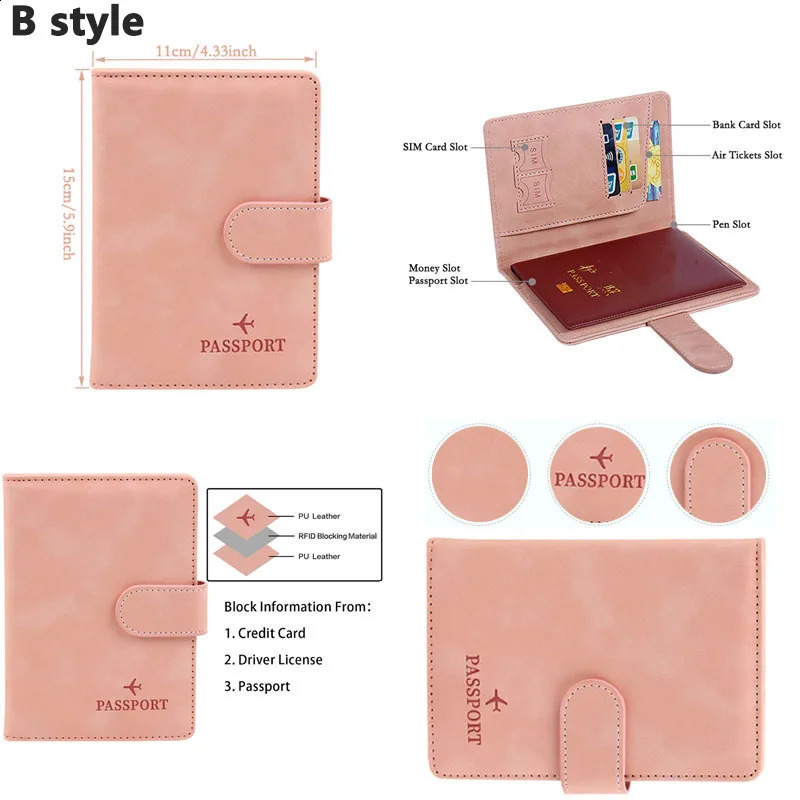 Leather Passport Holder Covers Case Waterproof Travel Credit Card Wallet Cute Passport Book for WomenMen Buckle Passport Cover250906