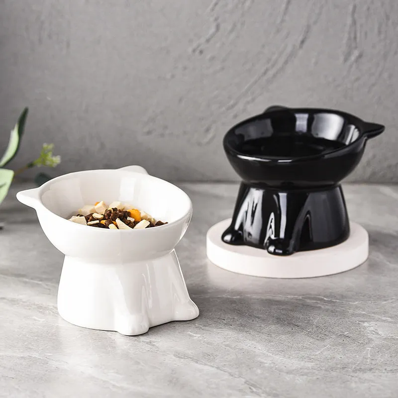 Cat Bowl Large Capacity Pet Bowl Cat Food Bowl Neck Guard Kitten Diagonal Pet Bowl
