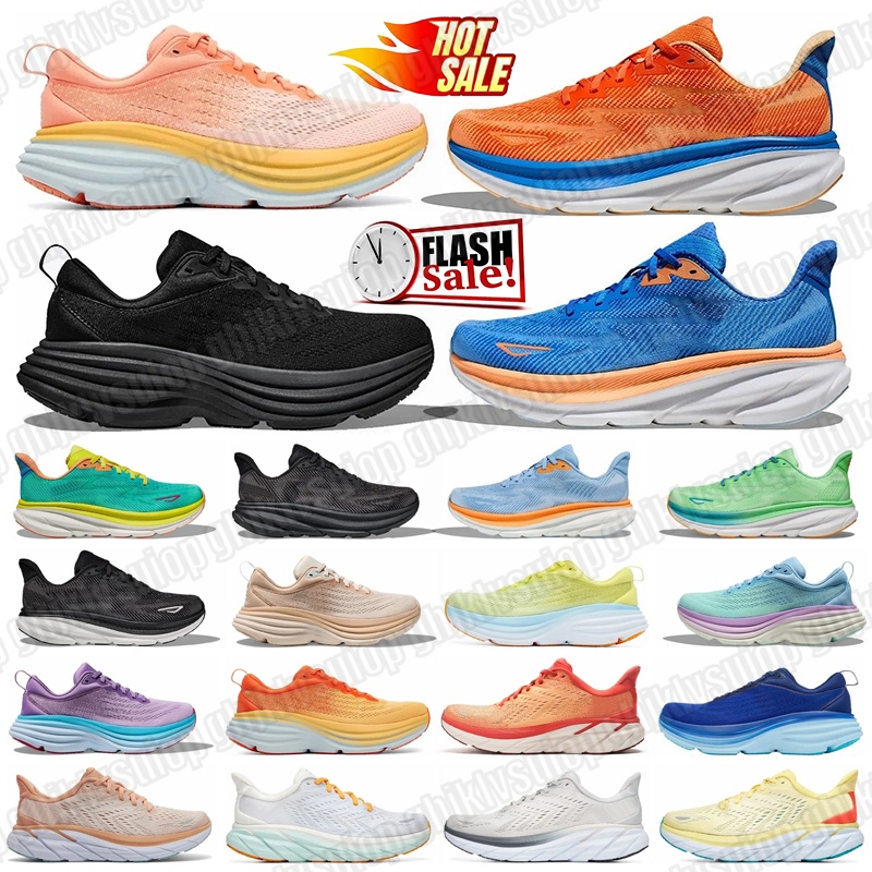 clifton 9 bondi 8 Running Shoes Designer Sneakers Triple Black White Pink Sand Chalk Violet Sports Sneaker Womens Mens Outdoor Trainers