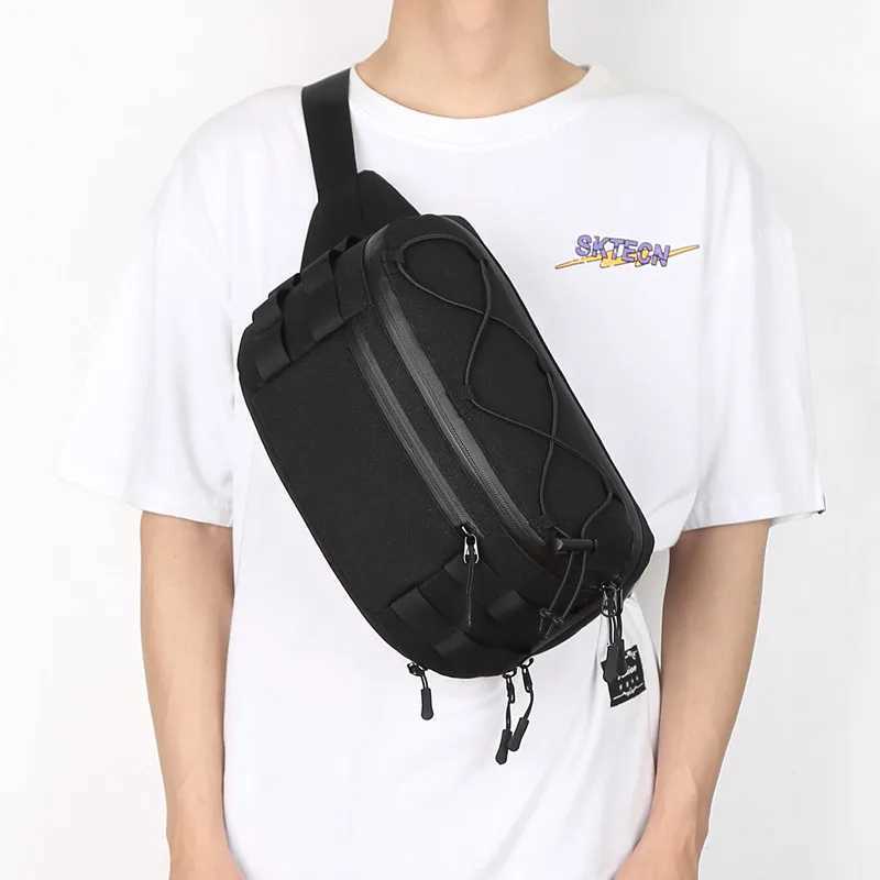 OZUKO Running fanny pack Mens Waist Bag Fashion Chest Pack Outdoor Sports Belt Bag for Teenager Waterproof Men Waist Bags Z250911