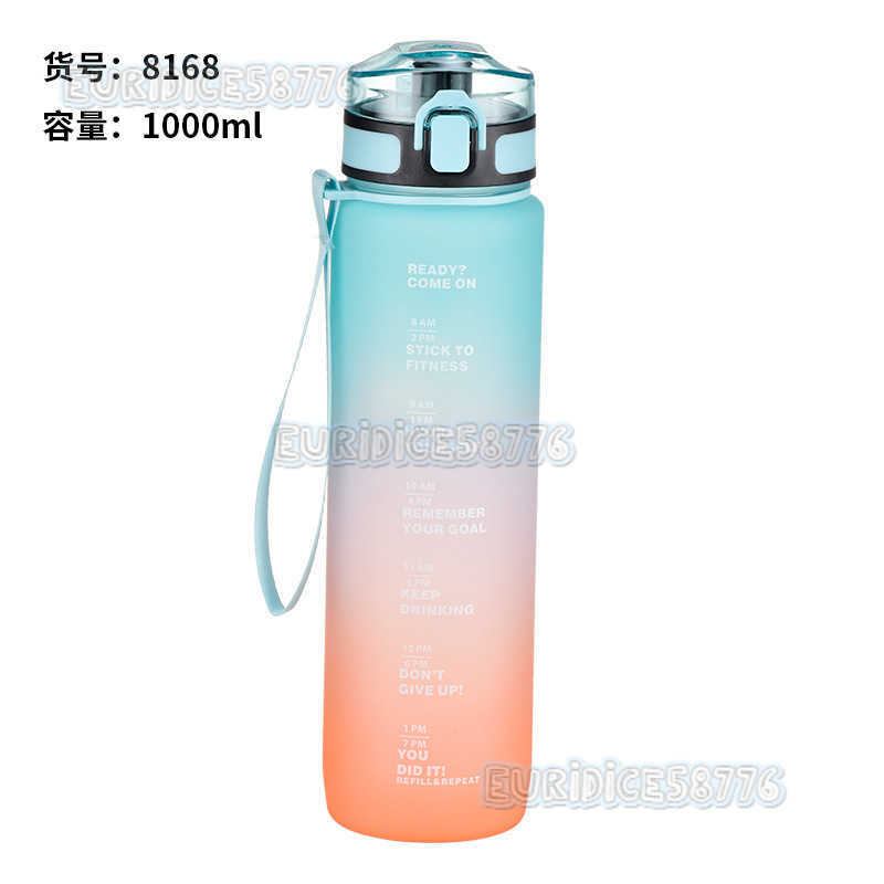Single Drink Plastic Cup New Gradient Sandblasting Large Capacity 1l Water Bottle Direct Drinking Space Cup H250911