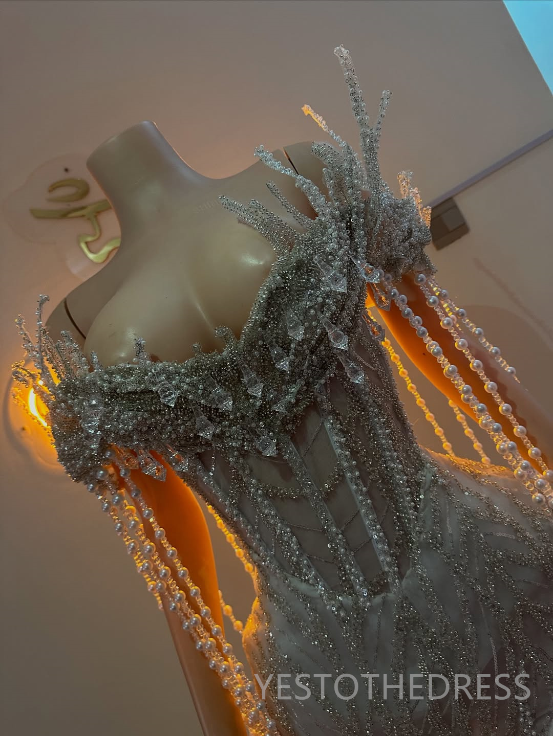 2025 Off White Aso Ebi Prom Dresses For Black Women Mermaid Evening Dresses Formal Gowns V Neck Side Split Beaded Lace Crystals Birthday Second Recept