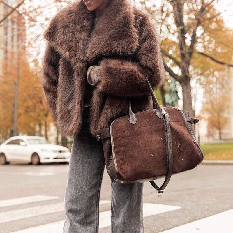 Women's Clothing Solid Color Large Lapel Plush Fur Autumn And Winter Warm Fashion Loose Long Sleeved Coffee Colored Coat