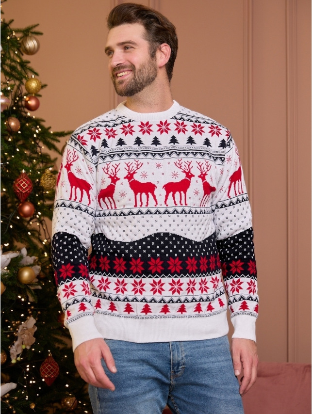 Christmas Casual Loose Knitwear Sweaters Couples Outfits O-Neck Sweater Top Holiday Party Sweatshirts Winter 2023