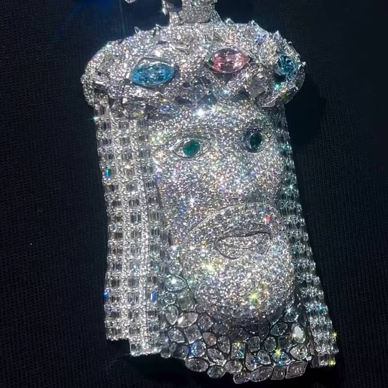 Custom Luxury Jesus Pendant 925 Sterling Silver 14K Gold Plated Fancy Cutting Moissanite Jesus Head Pendant