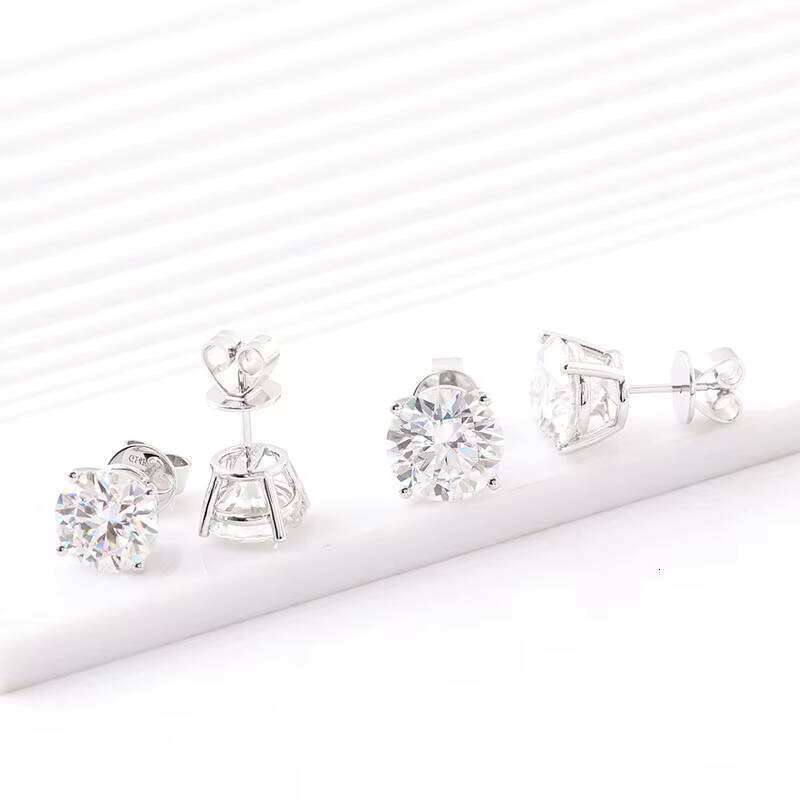 Drop Ship Sier/10k/14k/ Gold 0.5ct Moissanite and Lab Dia Fine Stud Earrings Jewelry Women
