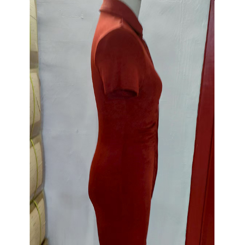 Basic & Casual Dresses Women's Short Sleeve Bodycon Shirt Dress in Burgundy Red