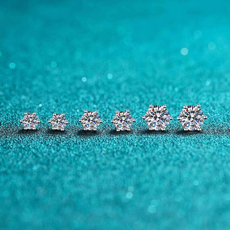 Lab-Grown Dia & Moissanite Stud Earrings White Gold Plated Sterling Sier 0.5-2CT D/VVS1 Hypoallergenic Jewelry