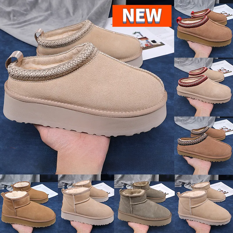 Tazz Slippers Designer Women Tasman Snow Winter Sheepskin Boots Platform Fur Slipper Womens Mens Classic Ultra Mini Suede Wool Ankle Booties Size US 4-15