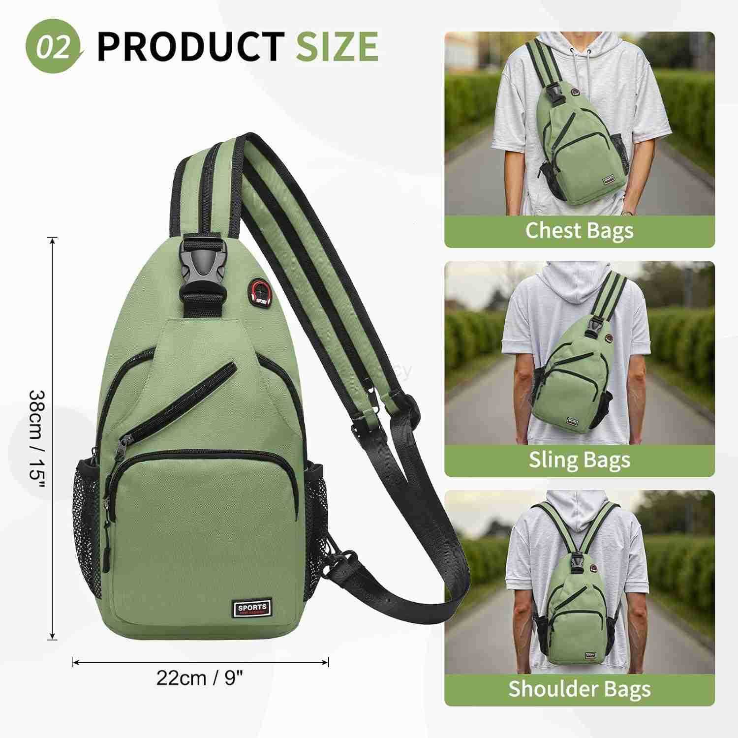 Sling Bag Crossbody Backpack 11Inch Pads Bags with Headphone Jack Shoulder Bag Casual Pack for Women Men Hiking Travel Cycling WhiteW250911