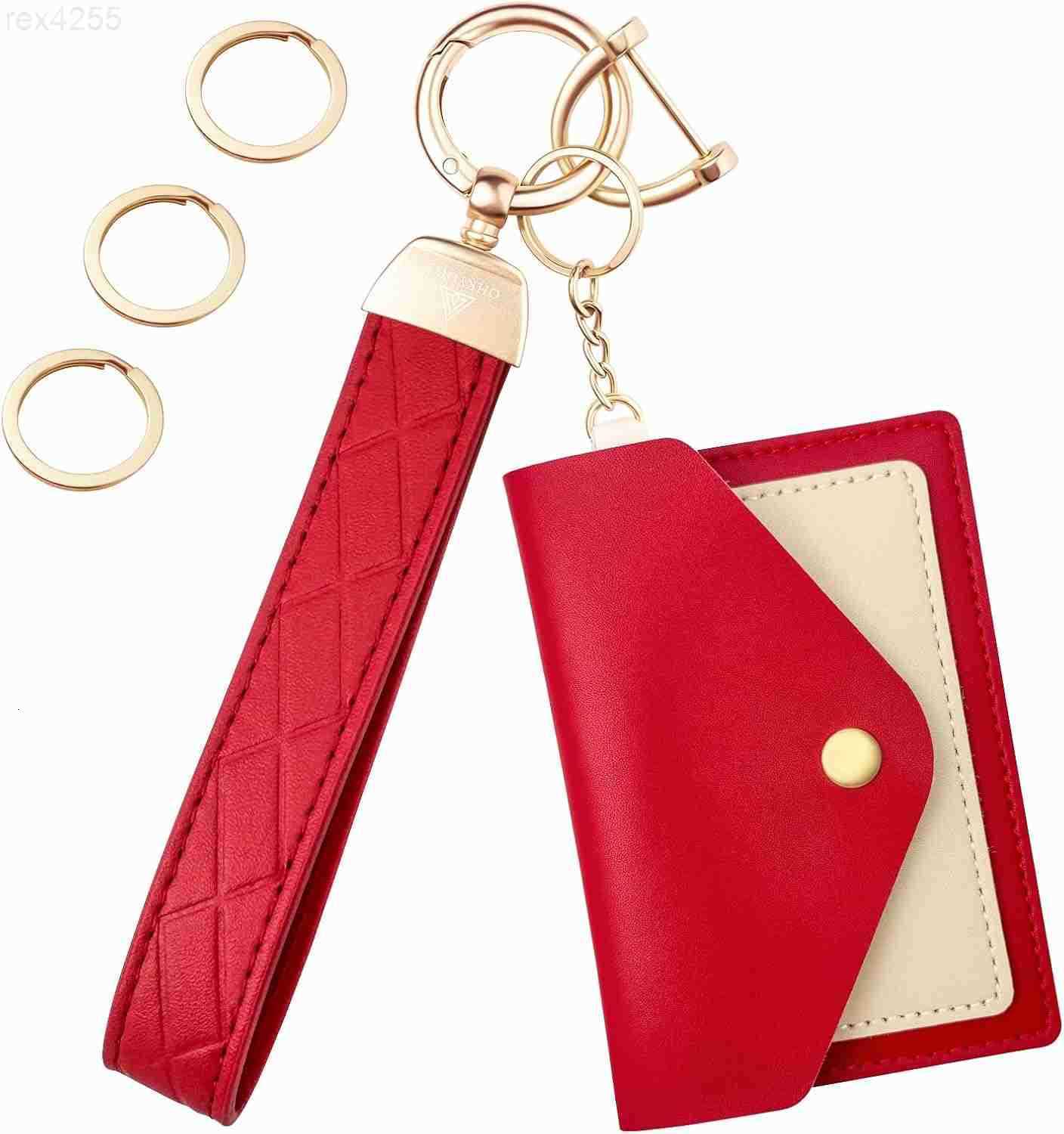 Wristlet KeychainWrist Keychain Car Key Chain with 3 Key RingsD Ring and Slim WalletW250911