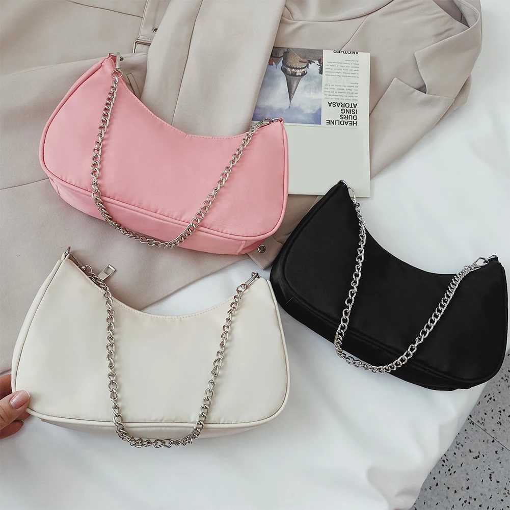 Solid Color Shoulder Purse Women Underarm Bag Ladies Fashion Tophandle Clutches Black Beige White Pink Handbag Pouch W250911