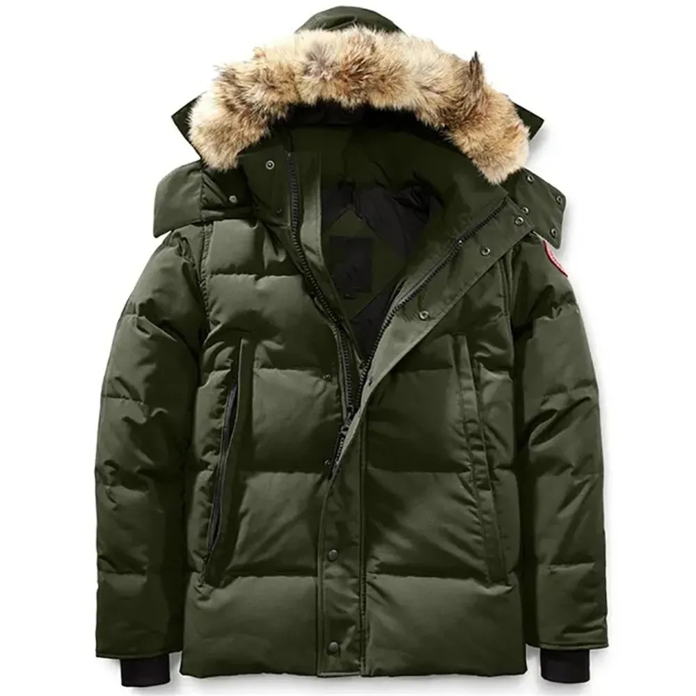 Wyn dham Overcoat Clothing Men Down jacket goose coat real big wolf fur Casual fashion style Winter Outerwear parka
