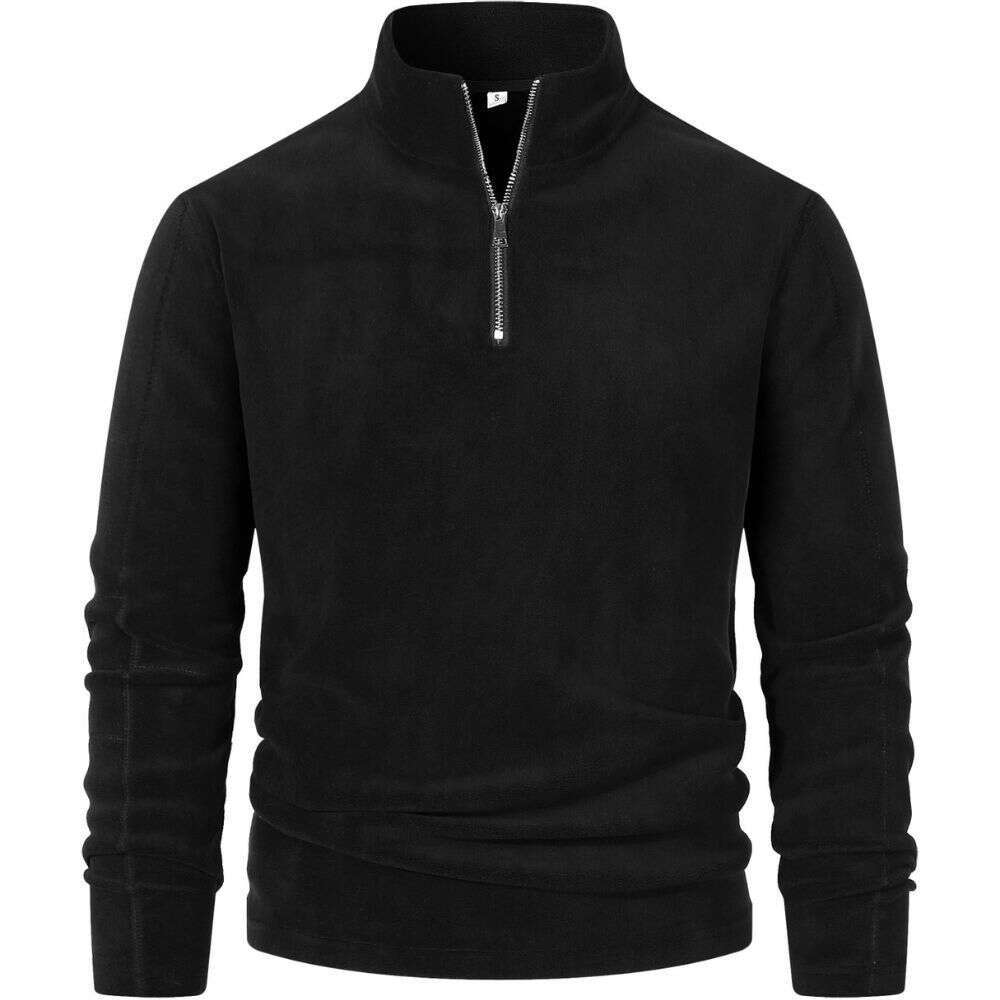 Autumn Winter New Fleece Sweatshirt Stand Collar Half Zip Long Sleeve European Size Cross-Border Trendy Versatile Men's Top