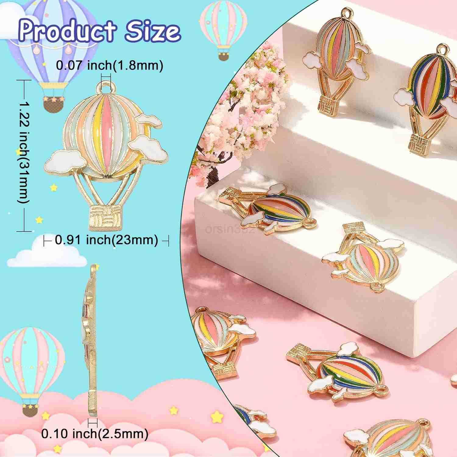 20Pcs Enamel Balloon Charms Hot Air Balloon Charms Party Jewelry Accessories for Earrings s Necklace Jewelry MakingW250911