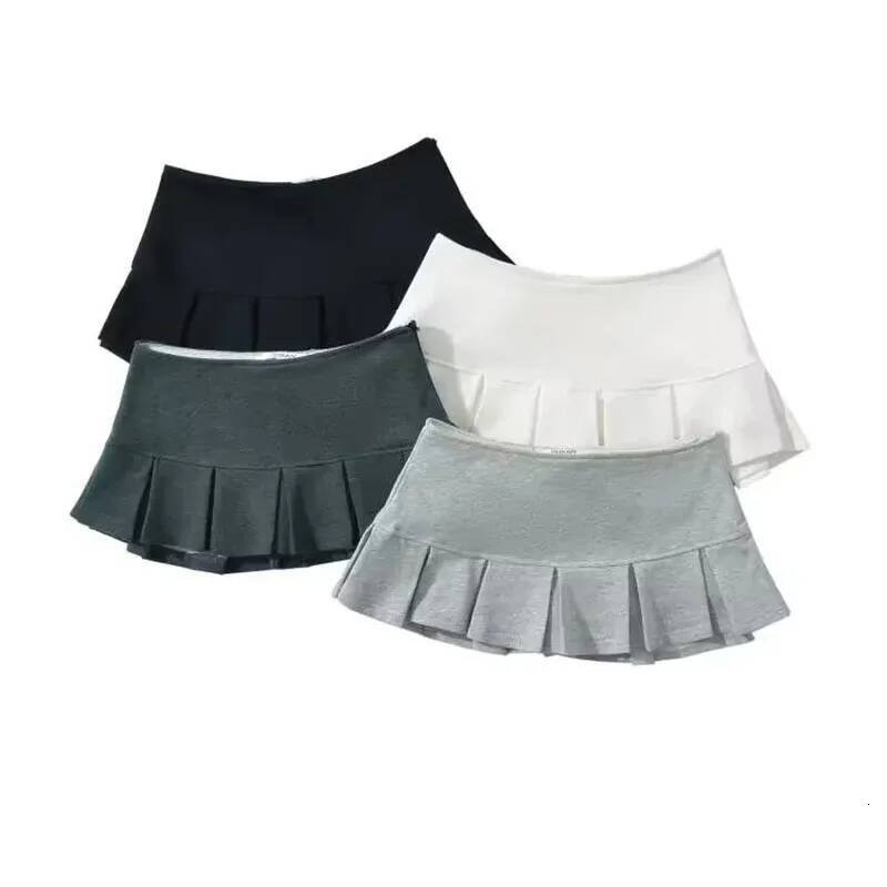 Xpqbb Fashion Low Waist Mini Women 2024 New Vintage Side Zip A Line Y2K Short Skirts Female Sexy Girls Hot Pleated Skirt dongdumaoyi