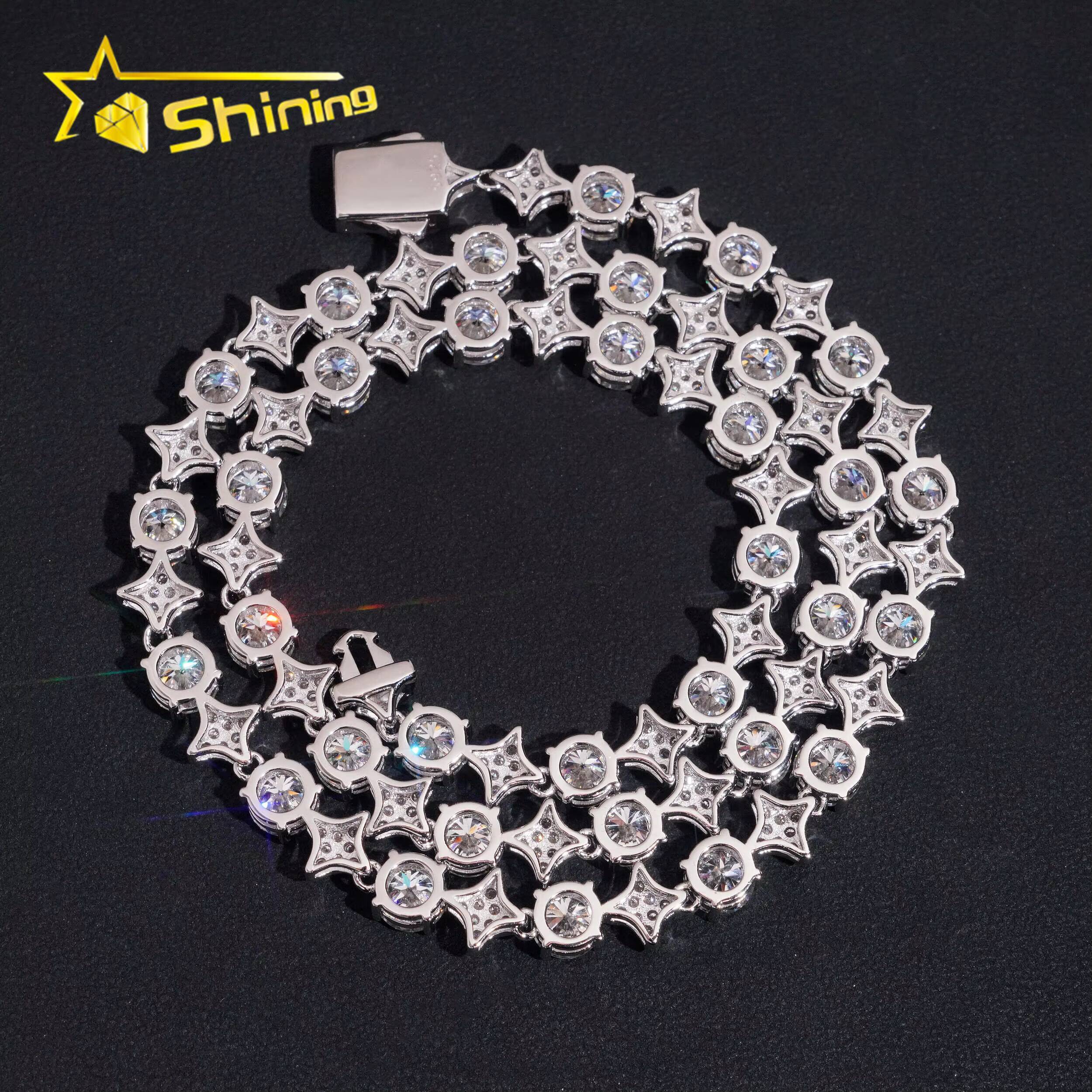 Star Design Moissanite Necklace Luxury Fine Jewelry Gold Plated 925 Sterling Silver Pass Diamond Test Moissanite Chains