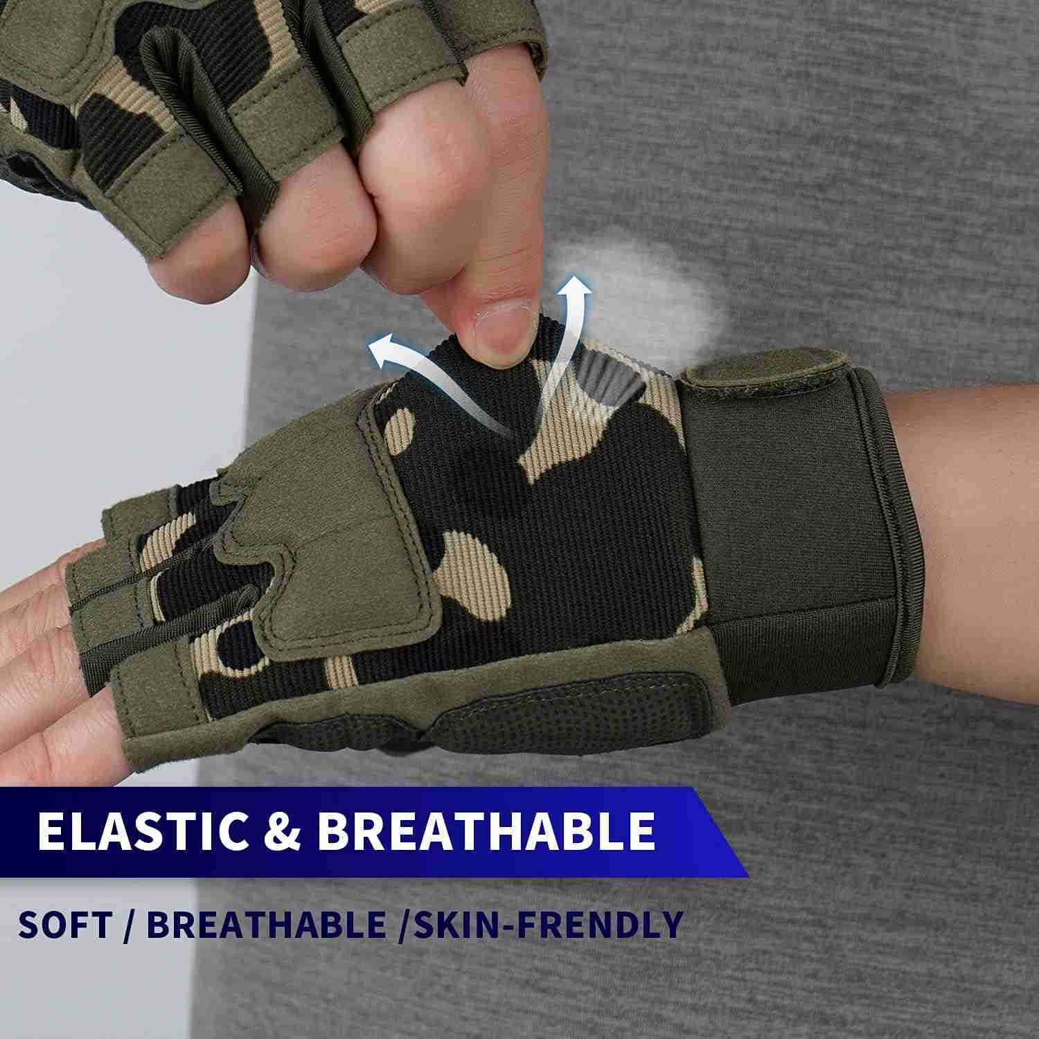 Fingerless Gloves for Airsoft Shooting Half Finger Hunting Hiking Cycling Driving Motorcycle Climbing Work Gloves M210603W250911