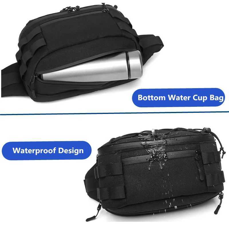 OZUKO Running fanny pack Mens Waist Bag Fashion Chest Pack Outdoor Sports Belt Bag for Teenager Waterproof Men Waist Bags Z250911