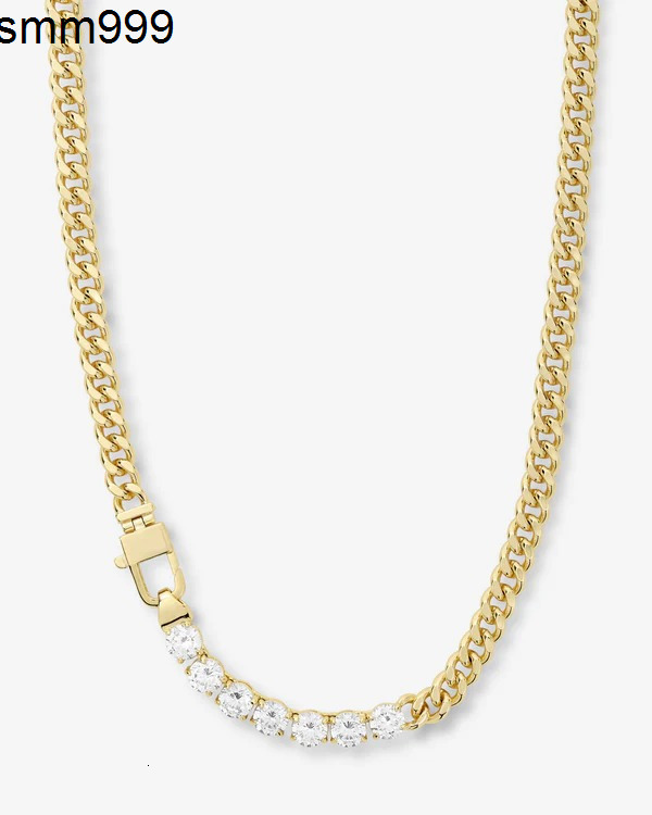 Wholesale Fashion 18K14K Gold Plated Zircon Necklace Mens and Womens Cuban Chain Link Made of Brass