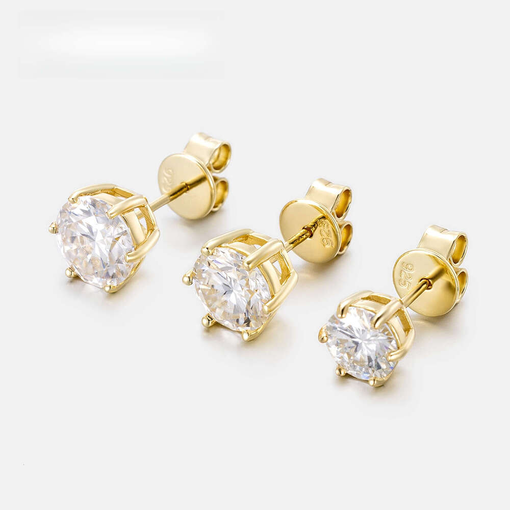 Round Cut VVS Moissanite Hip Hop Style Iced for Men Women Pass Dia Tester S Six Claw Stud Earrings