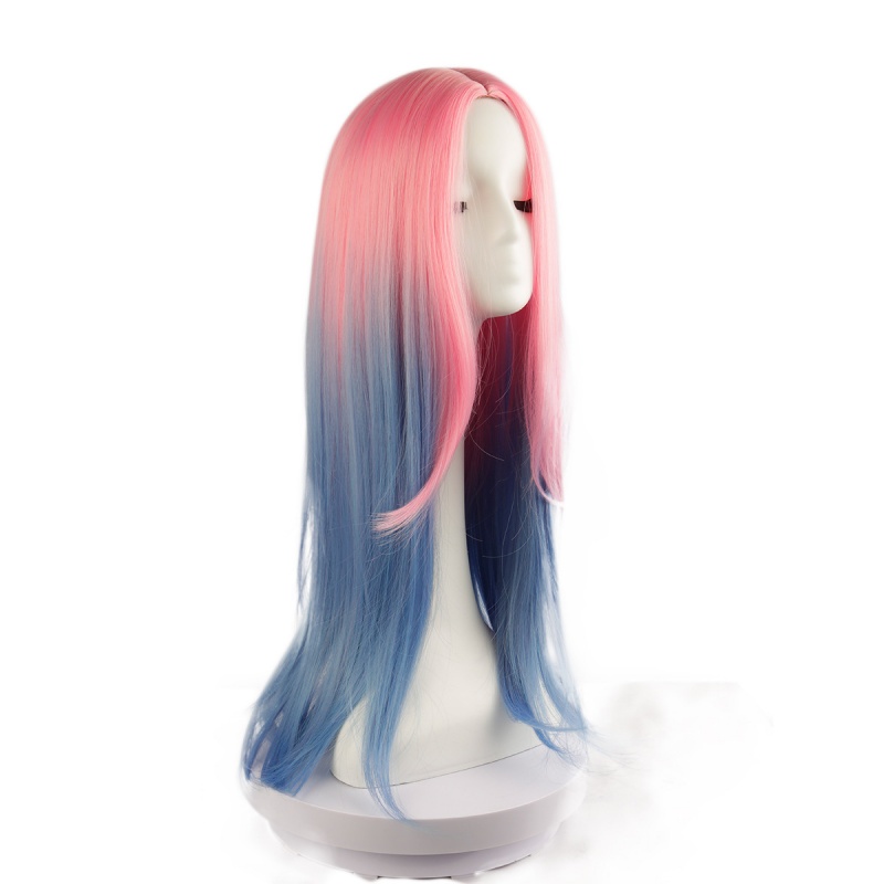 27 - inch Cosplay Wig for Alien Stage Meizhi, Pink - Blue Gradient, Middle Part, Full - Head Synthetic Wig