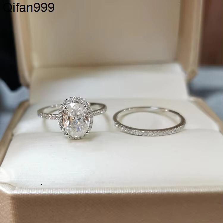 18K White Gold D Color 2ct Oval Moissanite Women Jewelry Wedding Set Band Rings Engagement Ring