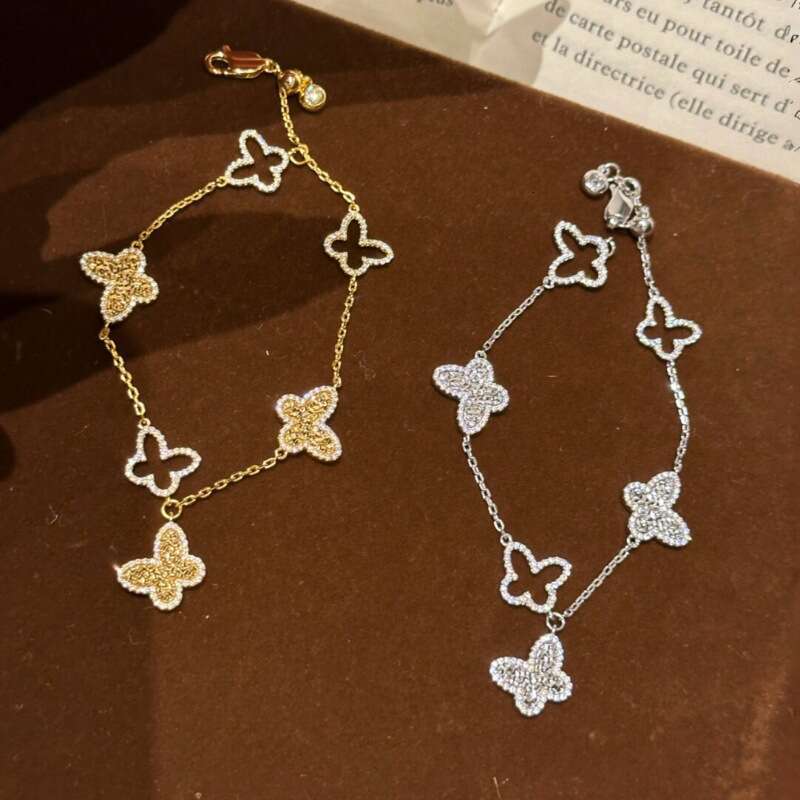 Light New Chinese Style Crushed Ice Butterfly Bracelet Hollow High-End Exquisite Design Sense Layered Wear Jewelry