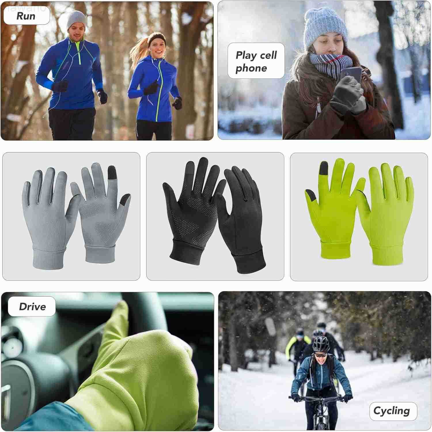 Lightweight Running Gloves Touch Screen AntiSlip Warm Gloves Liners for Cycling Biking Sporting Driving for Men WomenW250910
