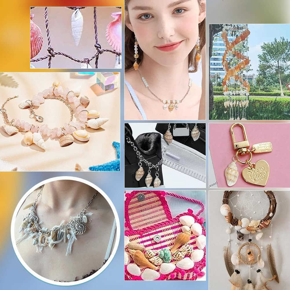 PandaHall Shell Pendants Spiral Seashells Craft Charms Cowrie Sea Shells Pendant Natural Shell Charms Conch Shells with Loop BailW250911