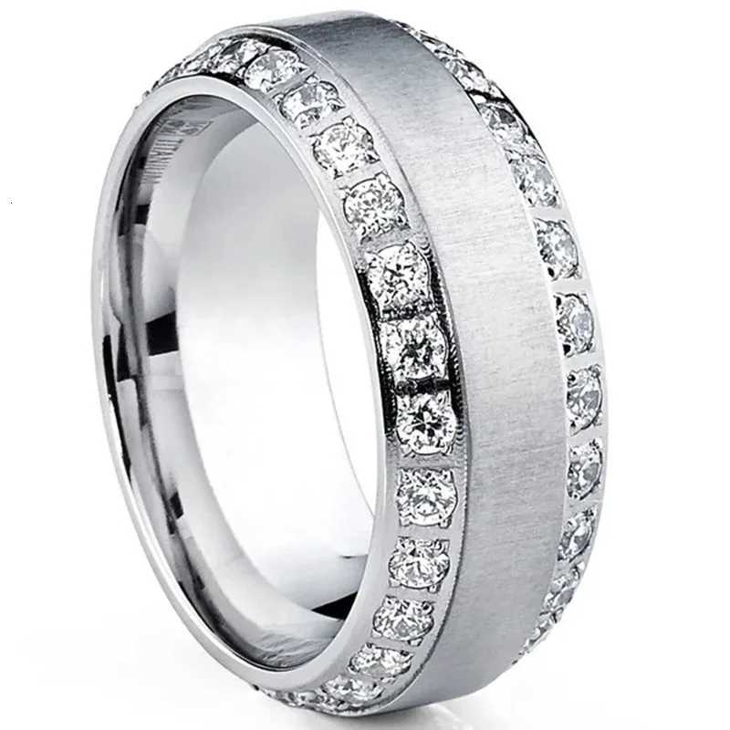 Couple Rings For Women White Rhinestones Zirconia Rings Set Simple CZ Stainless Steel Men Ring Wedding Jewelry For Lover Gifts W250911