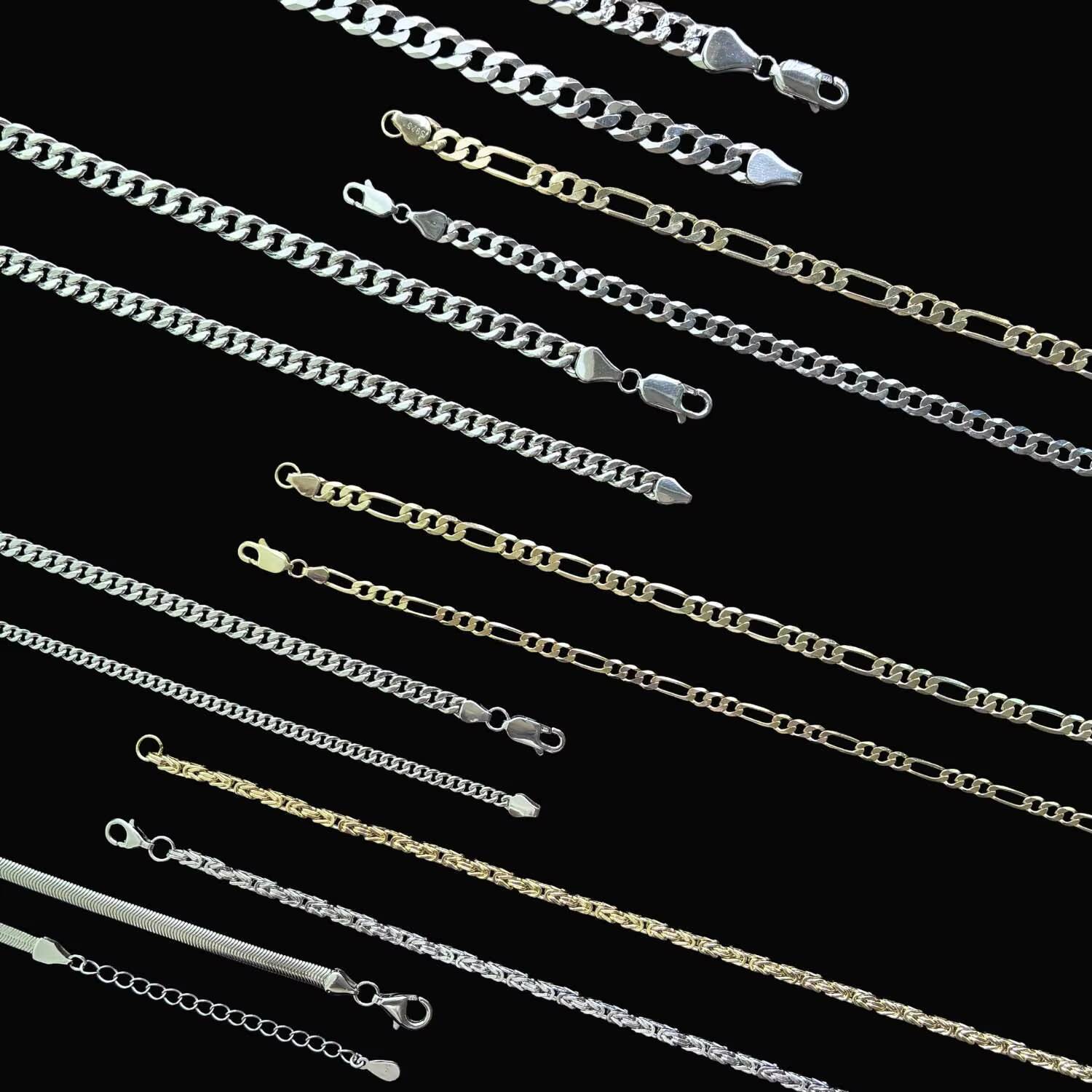 Wholesale Custom Trendy 925 Sterling Silver Gold Plated Hiphop Byzantine Miami Cuban Link Chain for Men Women