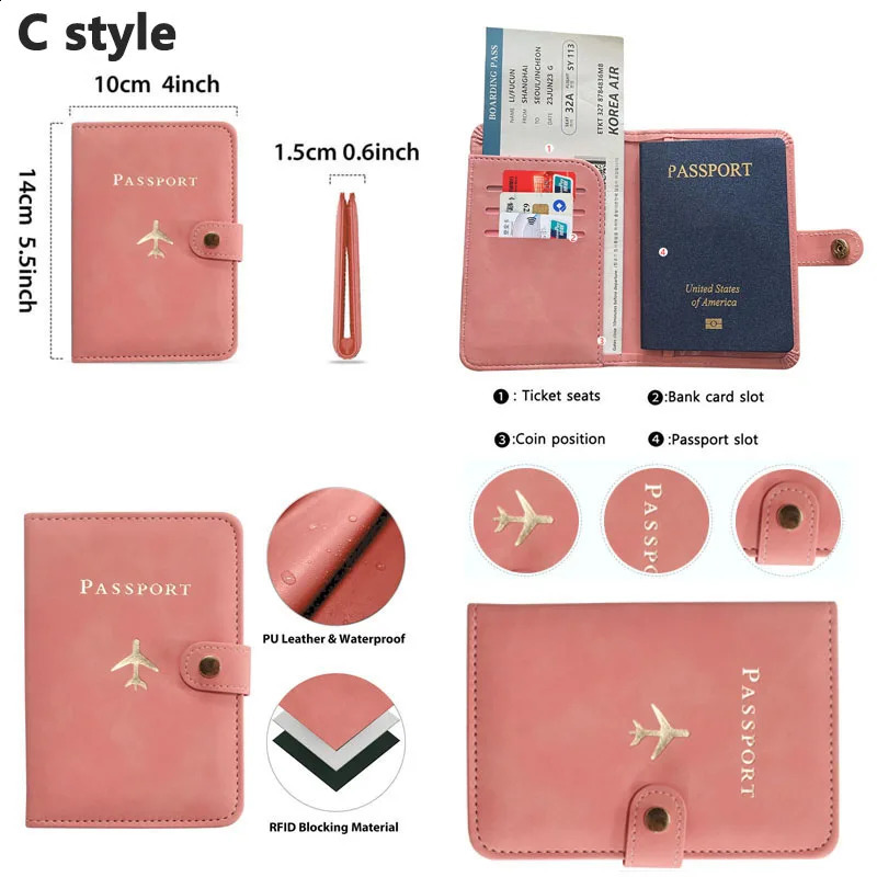 Leather Passport Holder Covers Case Waterproof Travel Credit Card Wallet Cute Passport Book for WomenMen Buckle Passport Cover250906