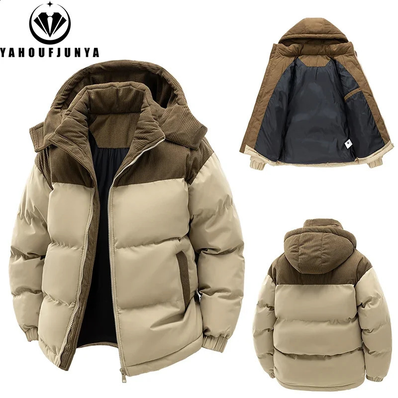 Autumn Winter Men Outdoor Removable Hooded Windbreak Jacket Coats Warm Outwear Casual Fashion Solid Parkas Male Tops 250911