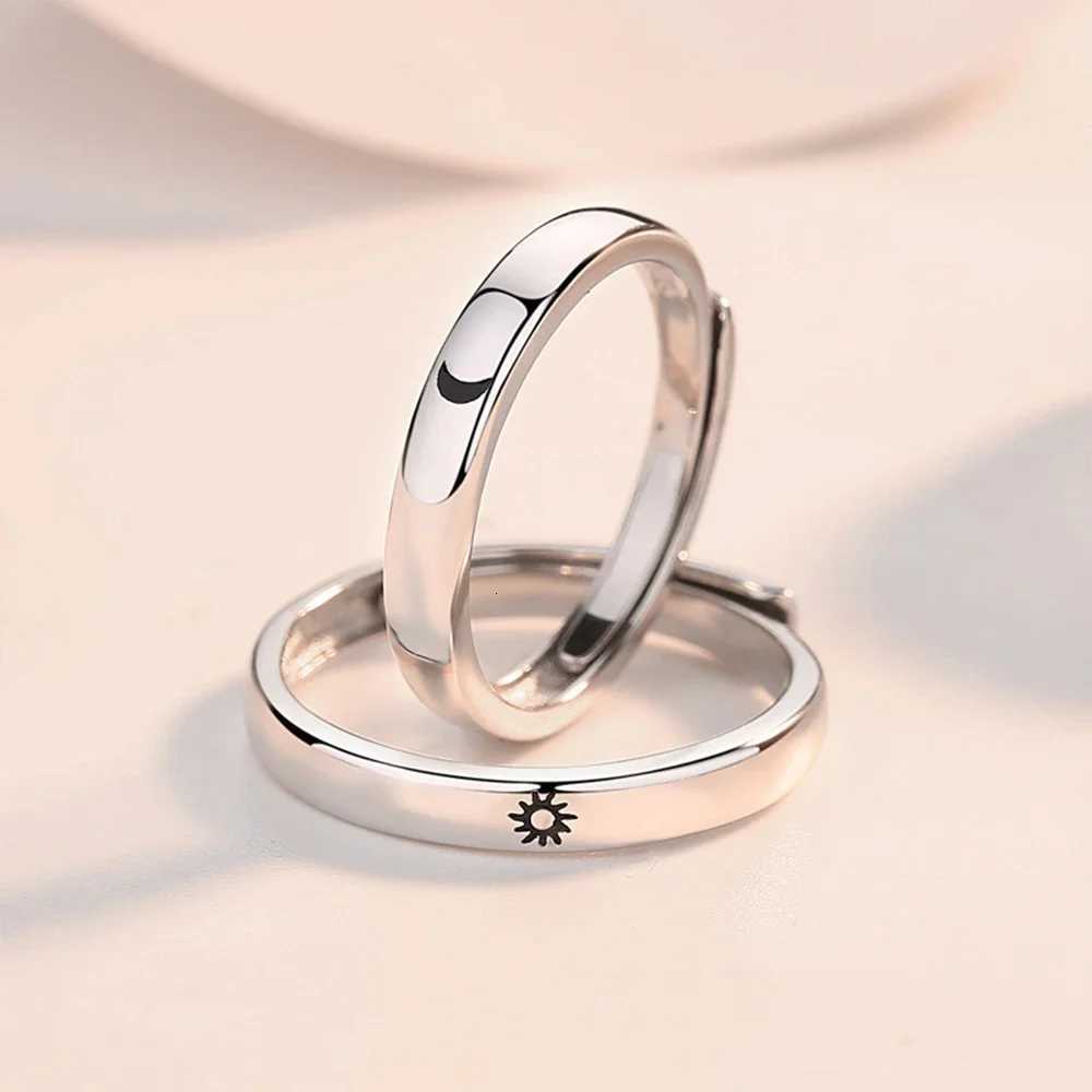 Sun Moon 2in1 Irregular Match Couple Rings Opening Adjustable Ring Sterling Silver Wedding Ring Jewlery Lover Gift for Friends W250911