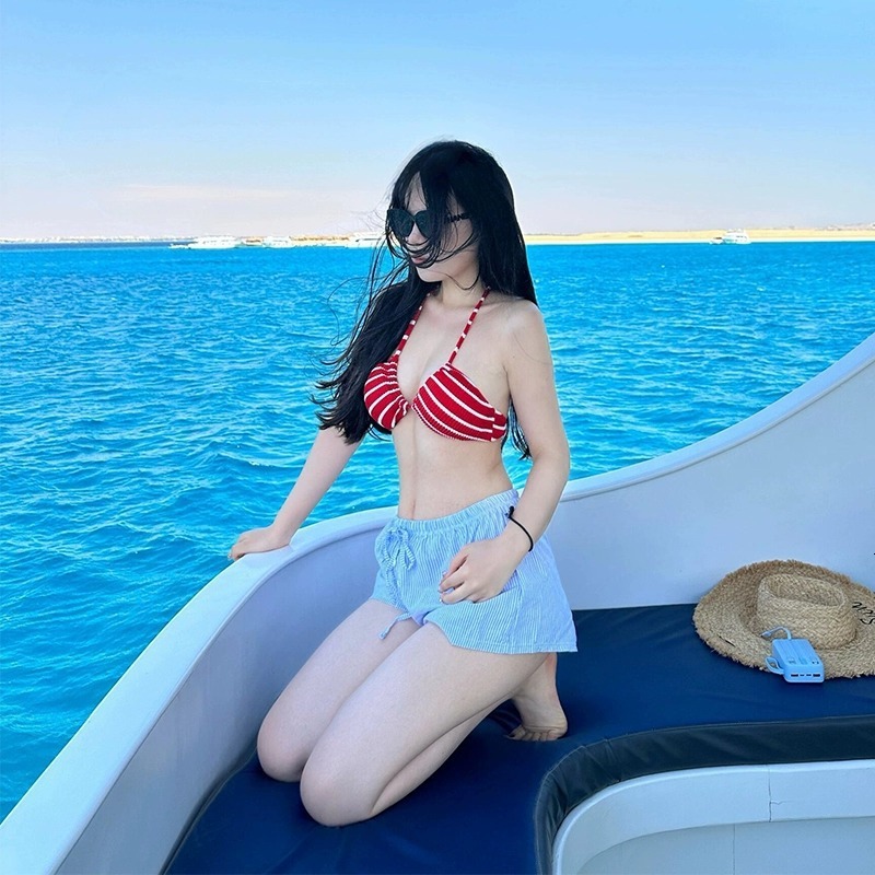 Bikini Three-Piece Set Two-Piece Swimsuit High-End Halter Sexy Hot Spring Vacation Swimwear for Women