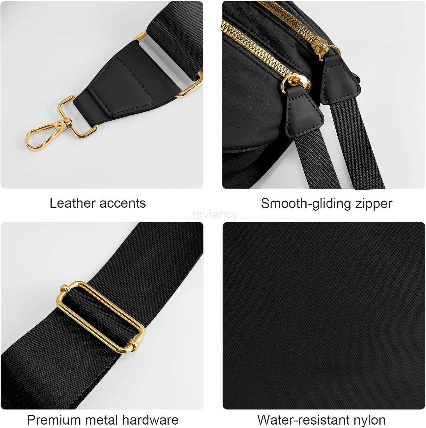 Crossbody Bags for Women Large Nylon Bum Bags Plus Size Fanny Pack Sling Bag Belt Bag for Women Travel Pure BlackW250911