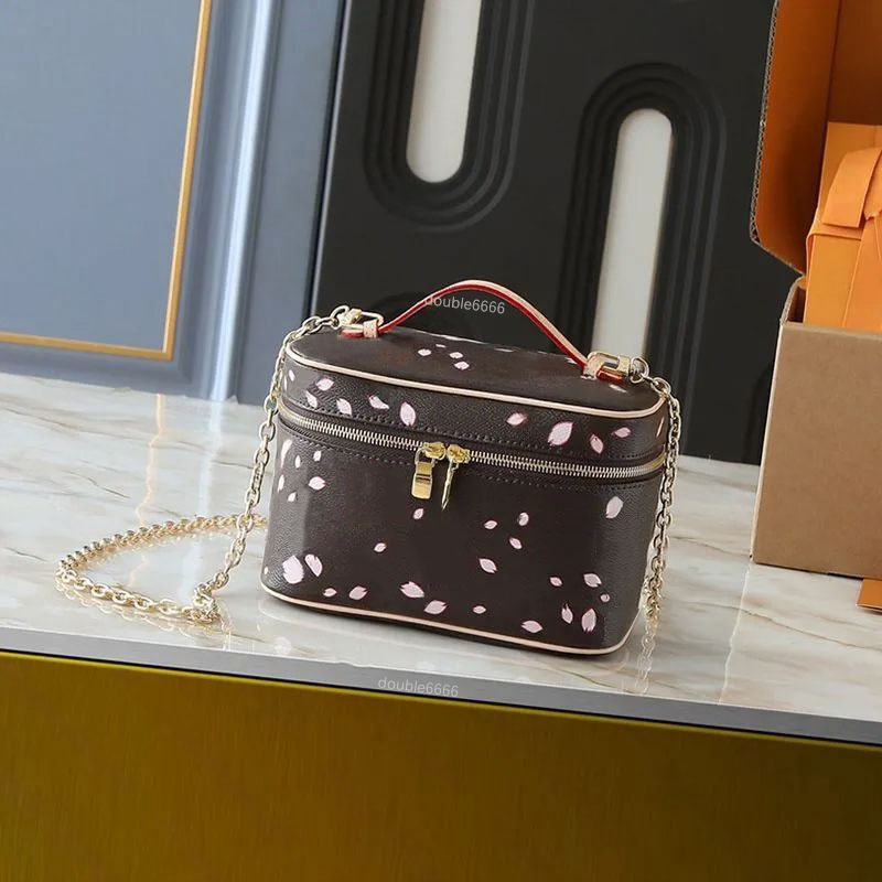 Top sale Designer lady Makeup Bag Women Mini Handbag Cherry blossom Shoulder Bag Leather Crossbody Bag Luxury toiletries bag daily cosmetic bag messenger travel bag