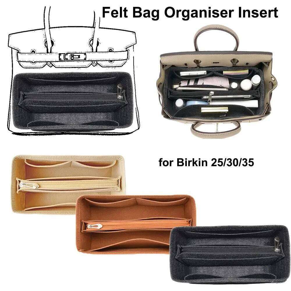Multi-Pocket Organizer for Birkin25/30/35 Inner Storage Felt Handbag Insert Liner Bag
