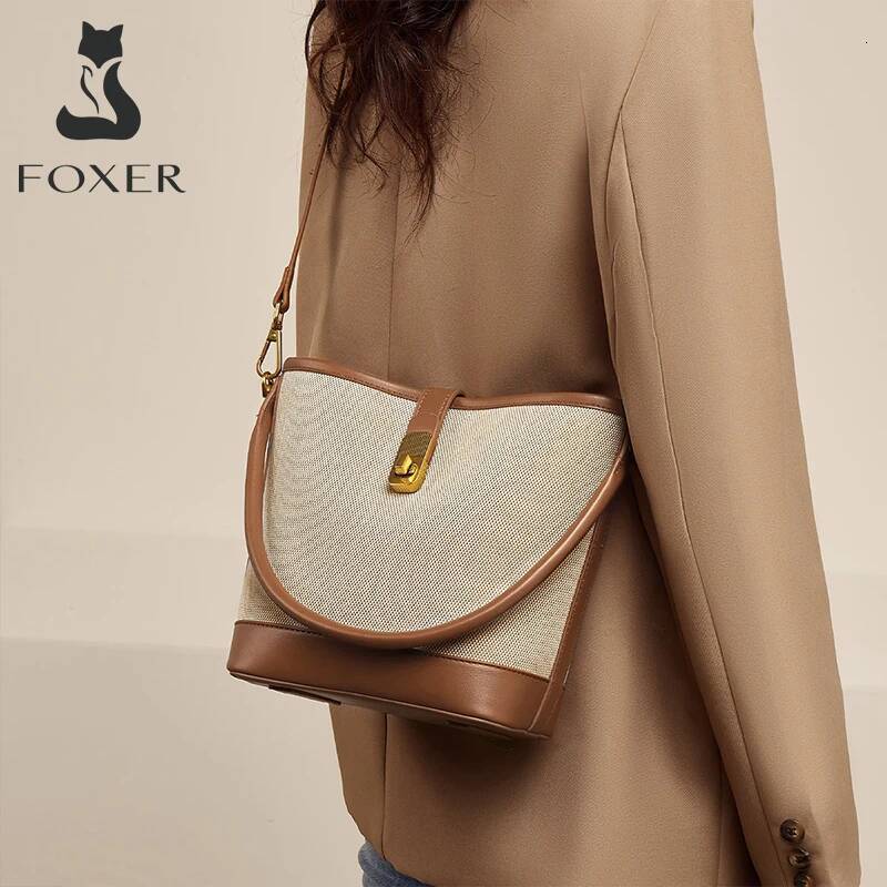 FOXER Women Small Fashion Bucket Shoulder Bag 2025 Girl Spring Summer Crossbody Handbag Purse