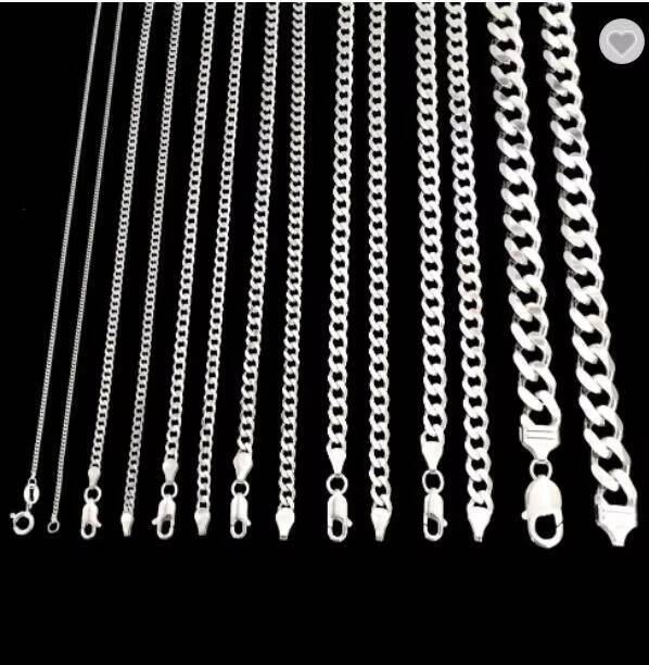 Pure 925 Silver Jewelry Sterling Cuban Link Chain Cuban Necklace