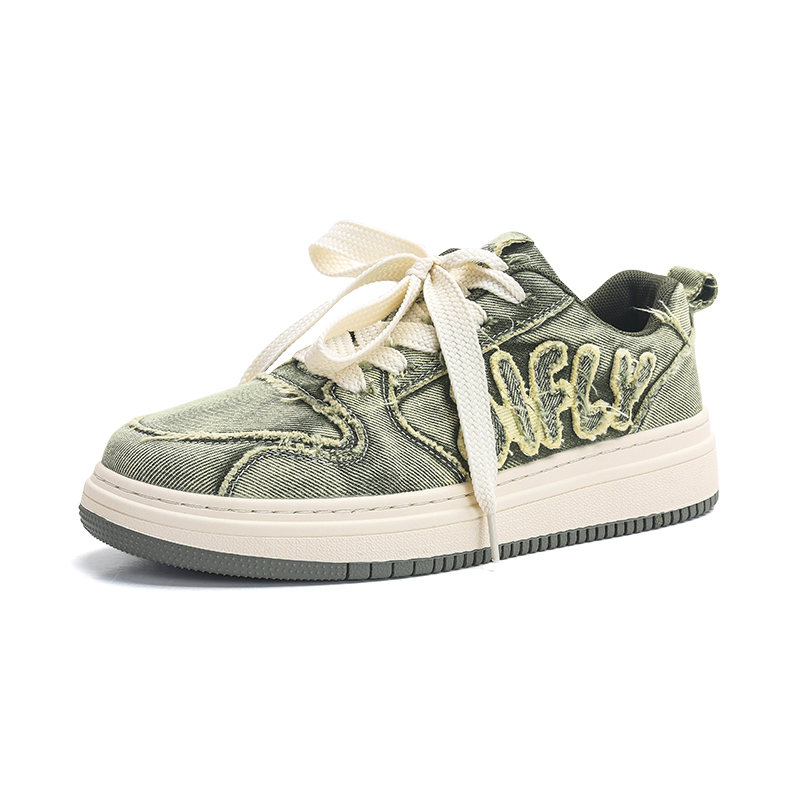 Board shoes men's 2025 autumn new denim breathable thick sole Korean version trendy and versatile low top casual sports men's shoes designer