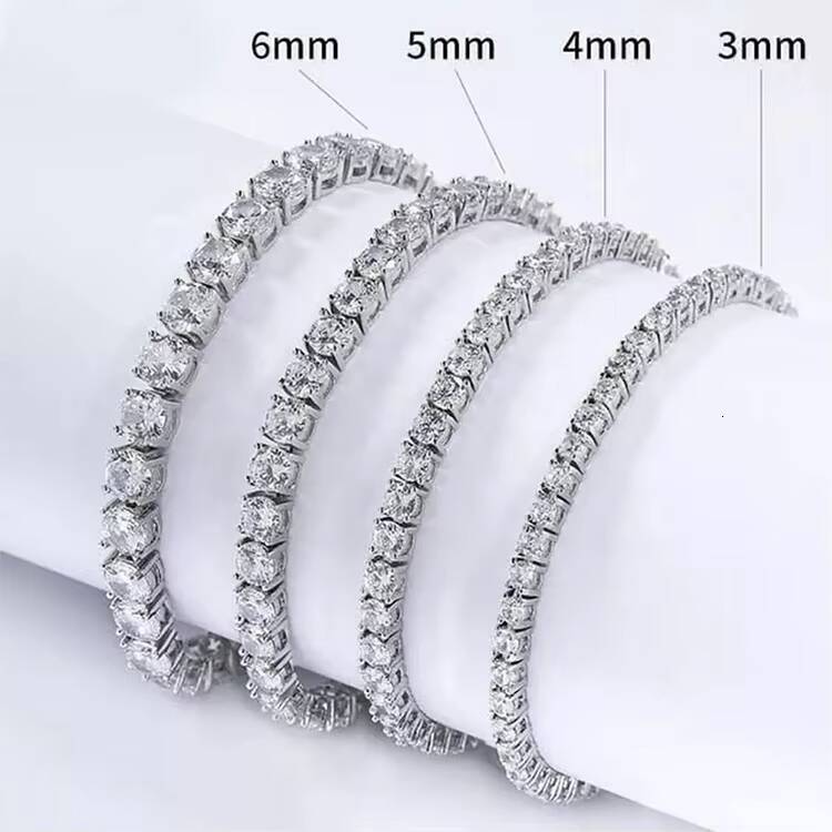 GRA Certificate 2mm5mm Tennis Bracelet 925 Solid Silver Men Women Hip Hop Bracelet VVS Moissanite Tennis Bracelet in Stock