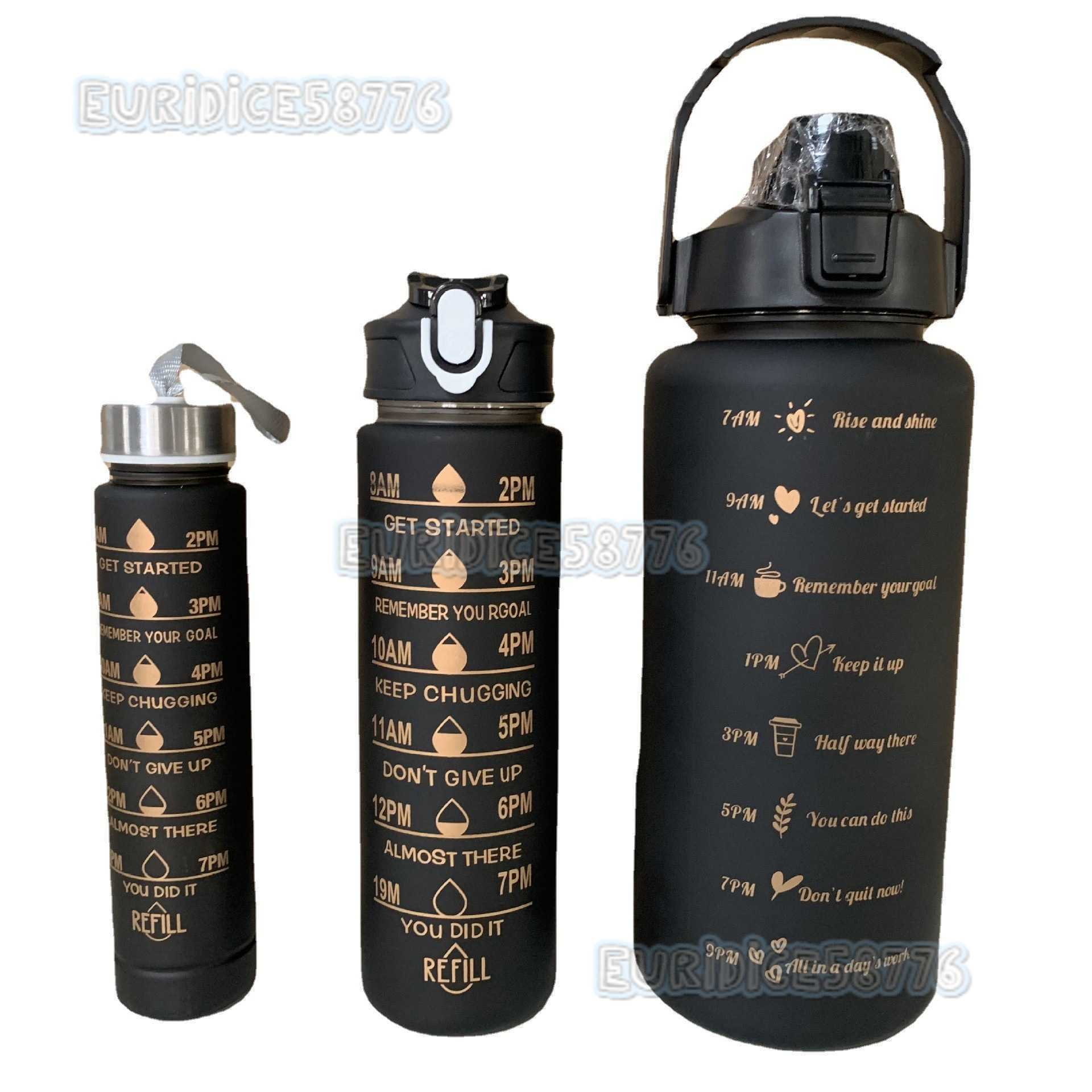 Fashion Matte Gradient Large Capacity Plastic Cup Threepiece Set Portable Sports Water Bottle Outdoor Cup H250911