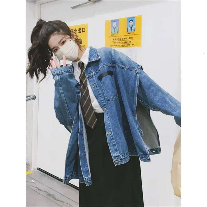 Superaen Design Denim Women's Spring Autumn New Korean Loose Oversize Bat Sleeve Jacket Coat