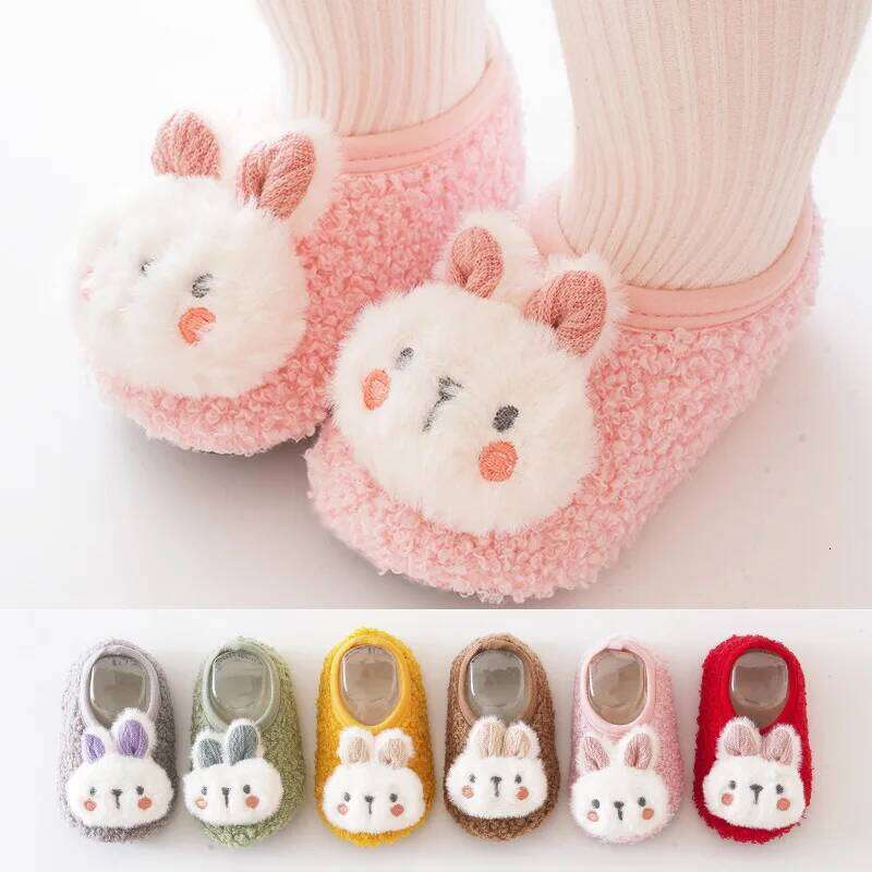 Cartoon Rabbit Baby Floor Socks Kids Plush Toddler Warm Shoes Children Soft Non-slip Prewalkers Indoor Home Slippers