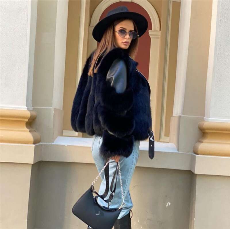 Women's Clothing Imitation Fox Coat For Women Motorcycle Short Internet Celebrity Same Style Slimming Fur 250912