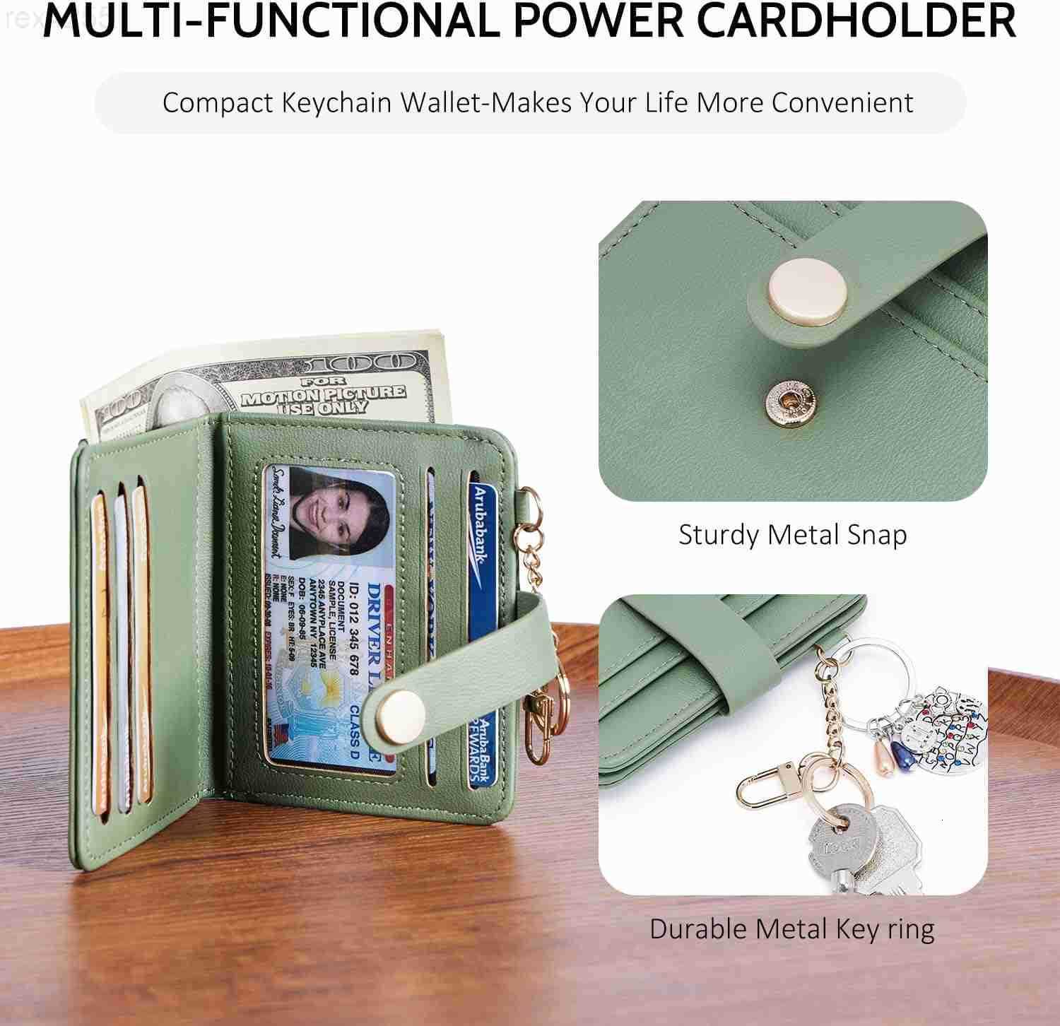 Slim Wallet for WomenRFID Blocking Bifold Credit Card Holder with Zipper Coin PocketID WindowKeychainW250911